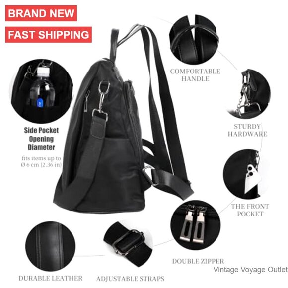 Waterproof Nylon Anti-Theft Travel Backpack with Multiple Pockets